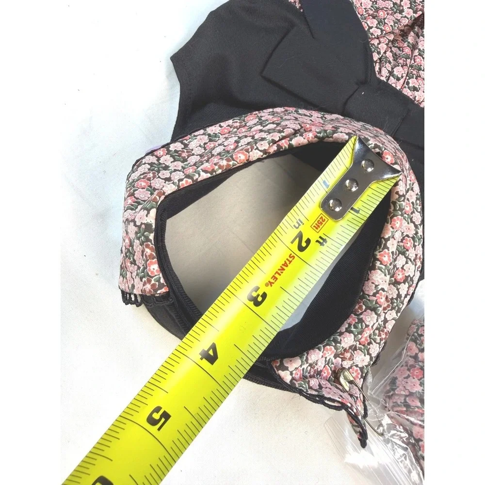 Pet Dress Set Med Black Pink Floral Sleeveless Hat Leash Outfit NWT